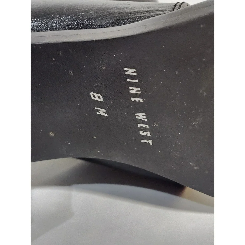 Y2K black leather platform block heels womens Nine‎ West size 8